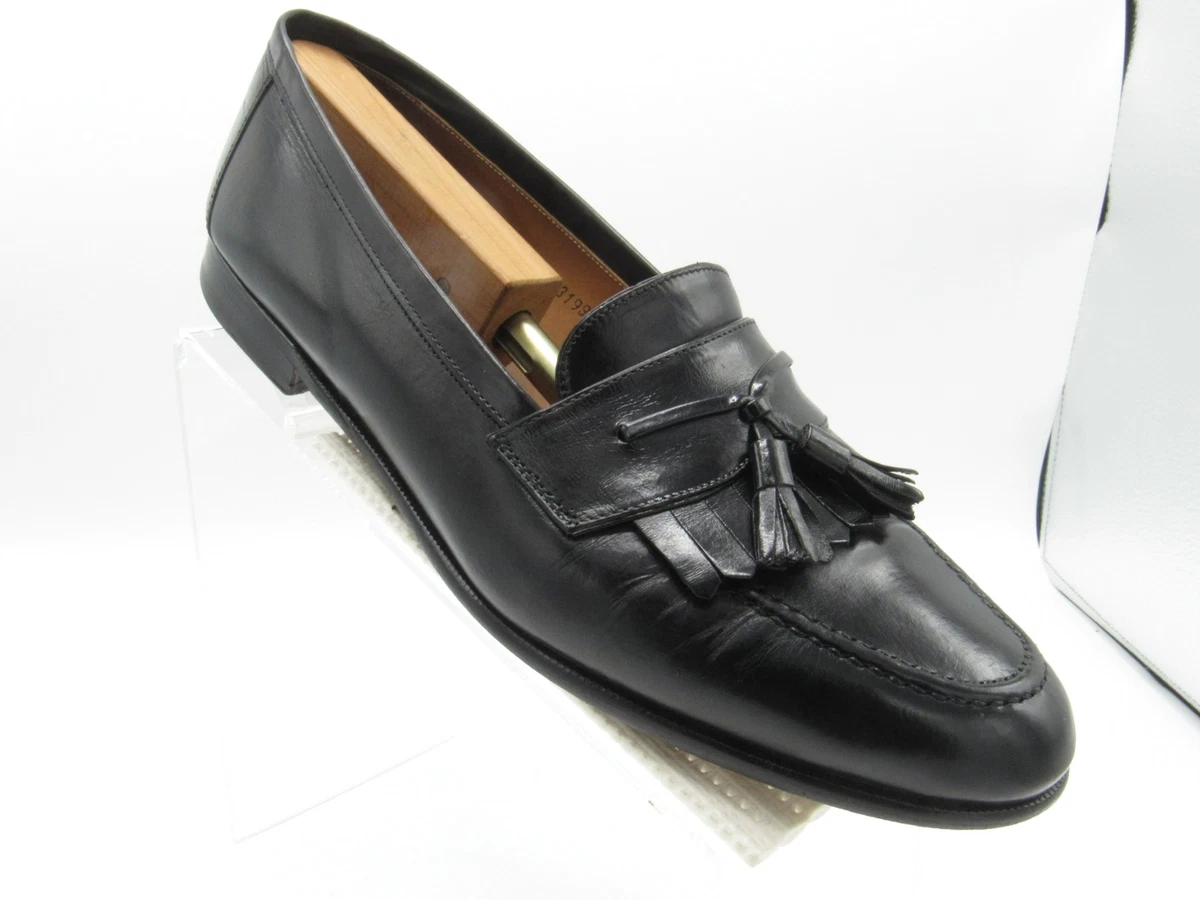 Mezlan Santander Size 11M Black Leather Moc Toe Slip On Tassel Loafer Mens Shoes