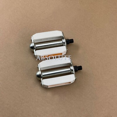 WHITE/CHROME VINTAGE BICYCLE BLOCK PEDALS SCHWINN STINGRAY CRUISER LOWRIDER BIKE