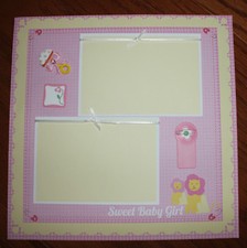 Baby girl scrapbook page 12 x 12 Handmade photo ready not digital