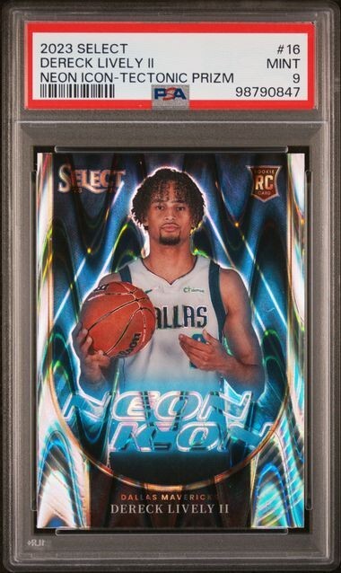 2023 Select Neon Icon #16 Dereck Lively II Tectonic Prizm RC PSA 9 MINT Rookie