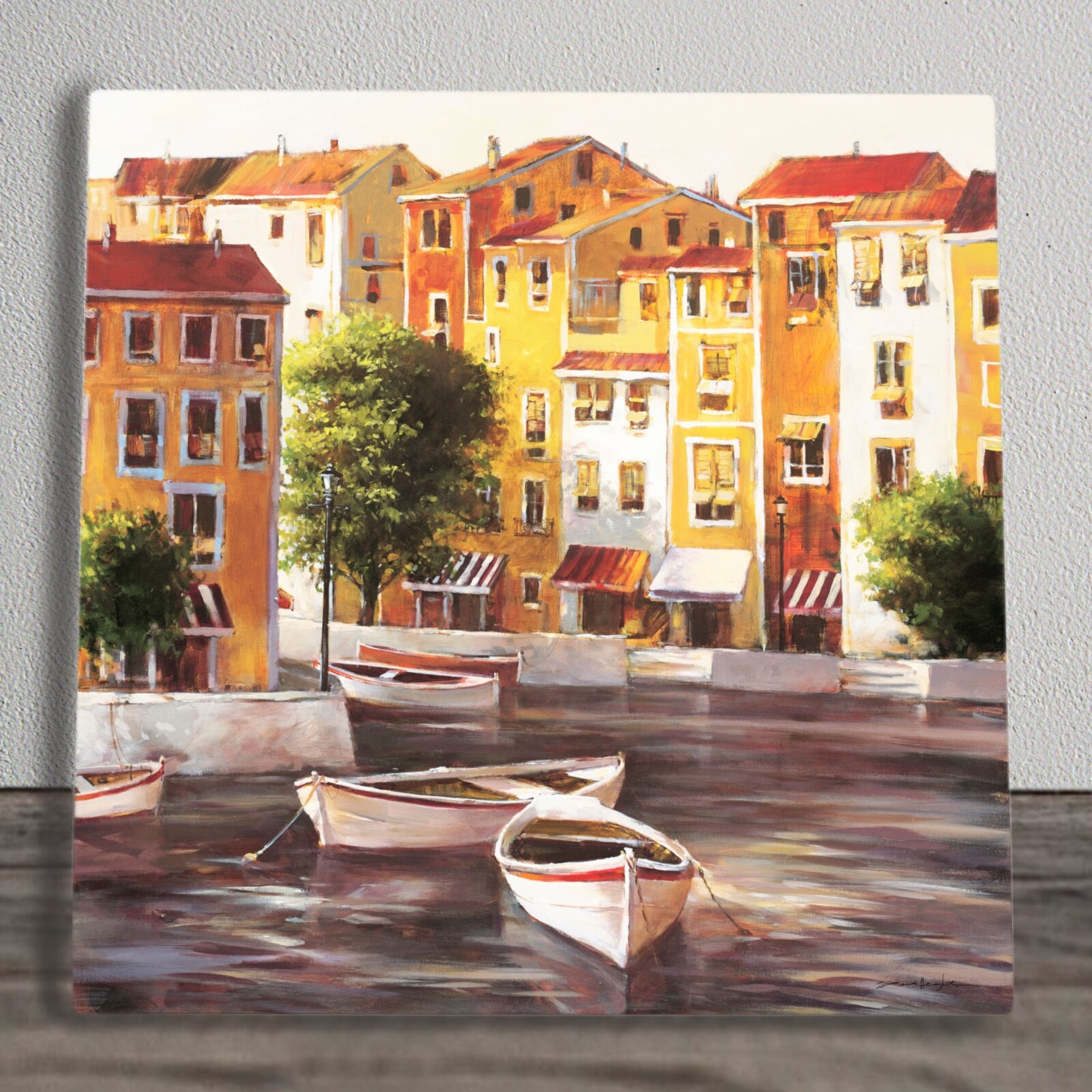 Ceramic Picture Tile Plaque ""Mediterranean Dawn 2"" By Brent Heighton 20cm x 20cm