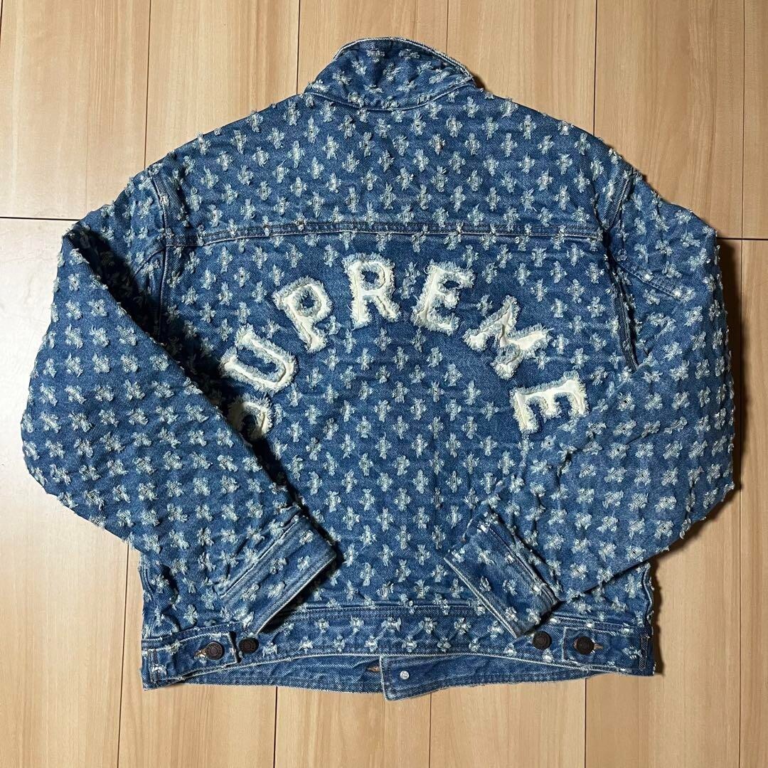 SUPREME Hole Punch Denim Trucker Jacket SS20 Button Closure Blue Size S
