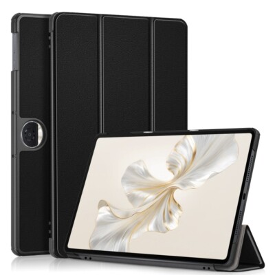For Honor Pad 9 Custer Pure Color 3-Fold Leather Tablet Case Cover Shell