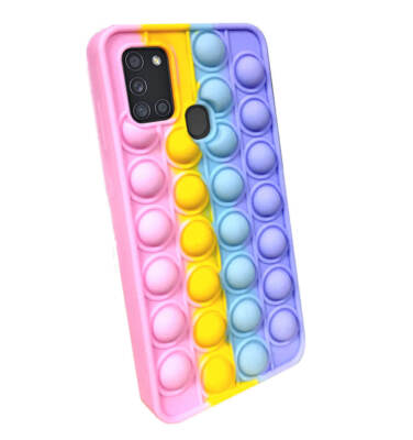 SDTEK Pop Hülle Bubble Für Samsung Galaxy A21s, Silikon Fidget (Regenbogen)