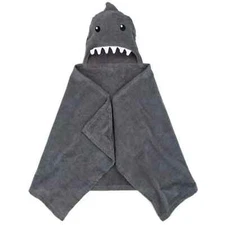 Shark Kids Bath Hooded Towel Wrap, 51 x 23, Cotton, Gray, Your Zone