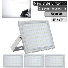 4 Pack 500Watt LED Flood Light Bright LED Stadium Light Cool White Garage Patio