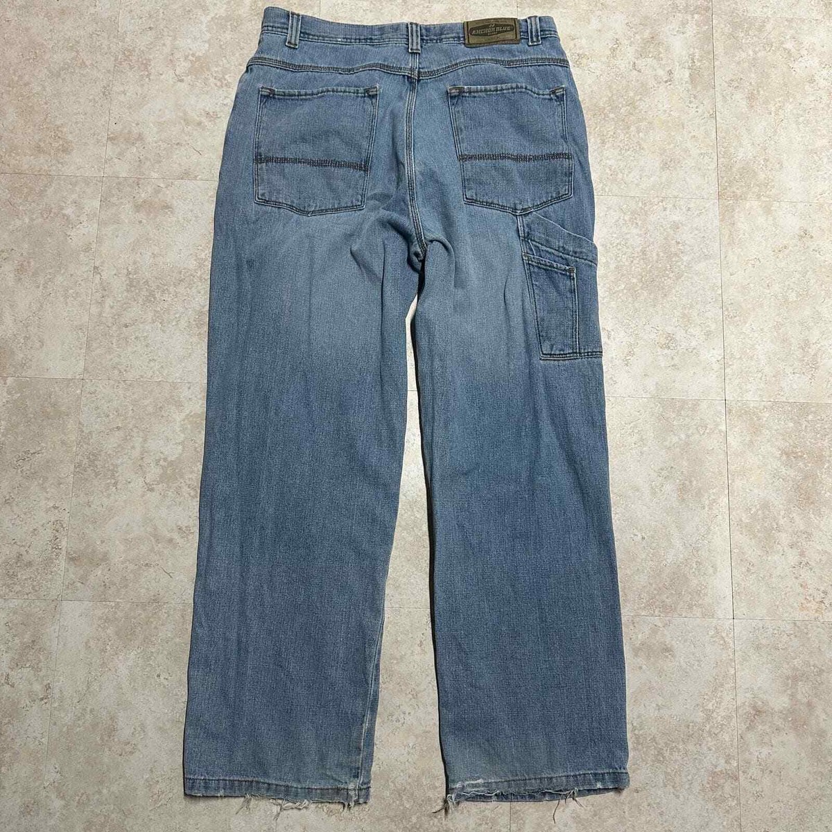 Vintage 90s Y2K Anchor Blue Big Baggy Skater Denim Jeans 36x32