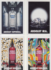 6 VERSCHIEDENE ABSOLUT  VODKA KARTEN  - WERBEPOSTKARTE AUS ITALIEN   ( IT 13  )