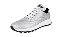 Prada Nylon Prax Sneaker Schuhe - 1E245L Argento Silber Weiss Neu - 40,5 Uk 7.5