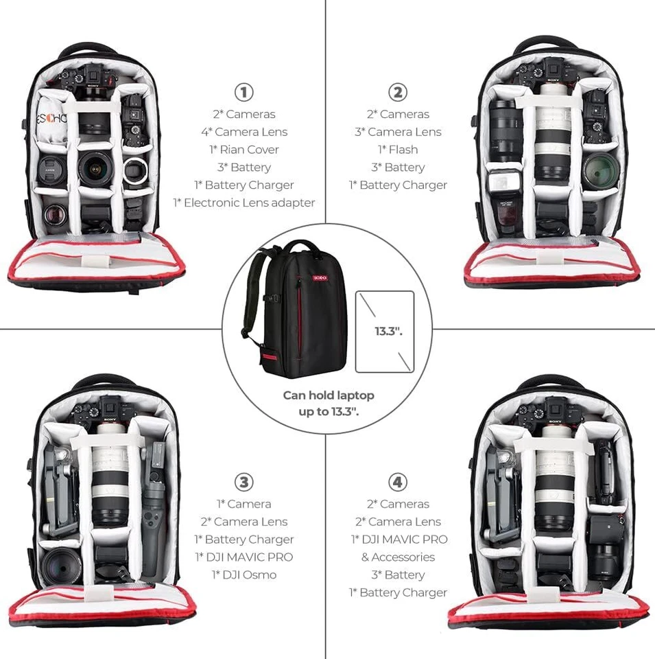 K&F Concept 20L Camera Backpack fr Photographer Large Waterproof Photography Bag - Image 2 of 4