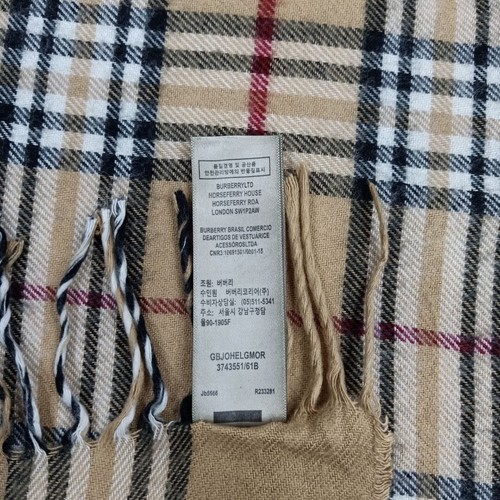 Authentic Burberry London 100% Cashmere Beige Check Fringe Rectangle Scarf - Picture 7 of 9