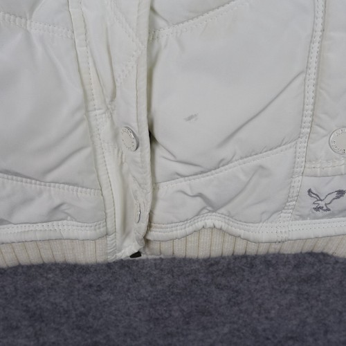 American Eagle Outfitters Vest Womens Small White Hooded Fur Lined Puffer Y2K VT - Picture 8 of 18