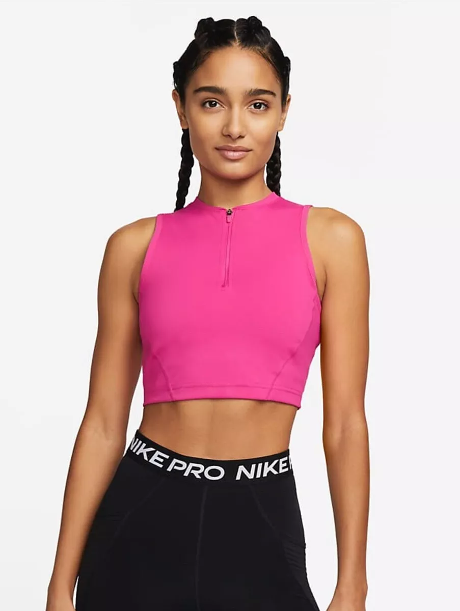 Nike Pro Women's Dri-Fit Cropped Tank Top Pink DM6952 621 Sz Large