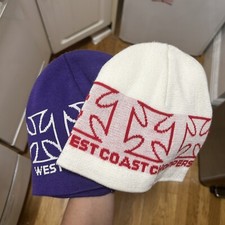 Vintage 90s West Coast Choppers Logo Beanie Set Of Two Purple White Red