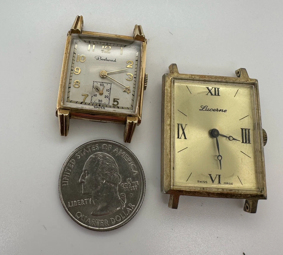 Lote de relojes suizos de cuerda manual para hombre Lucerna/Boulevard para piezas/reparación 10 k GF Foto 2 de 4