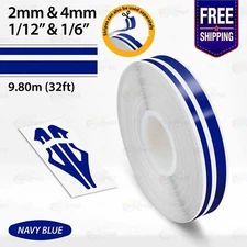 NAVY BLUE 1/12" & 1/6" Roll Vinyl Pinstriping Stripe Double Line Tape Sticker