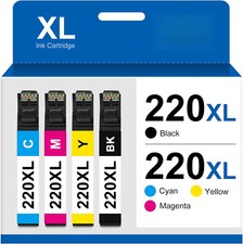 4 Pack 220XL Ink For Epson XP-320 XP-420 XP-424 WF2630 WF2650 WF2660 WF2750