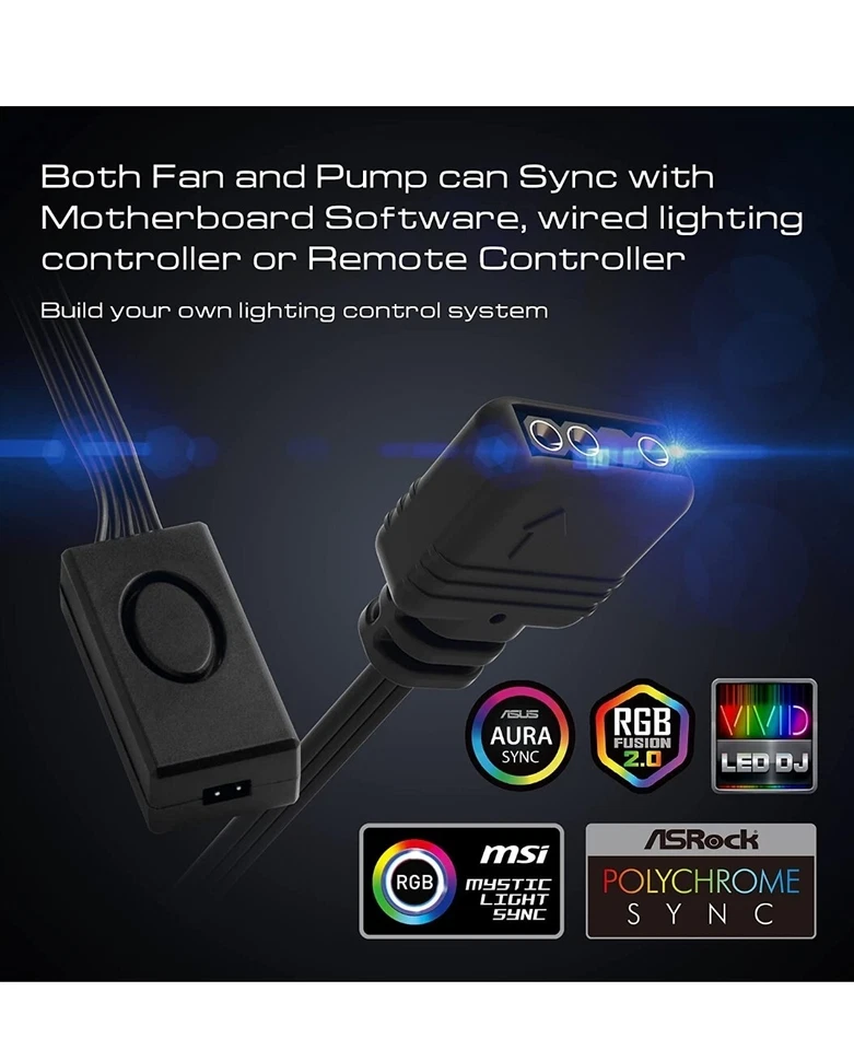 GAMDIAS CHIONE M3-240W Liquid CPU Cooler, ARGB 240 Radiator, 2 x 120mm - Image 2 of 2