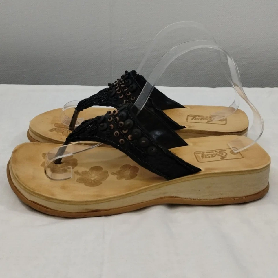 Zapatos/sandalias/chanclas Easy para mujer negros/bronceados talla 10 SKU 3573 Foto 3 de 4