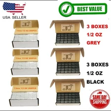 6BOX 1/2 OZ GRAY AND BLACK WHEEL WEIGHTS STICK-ON ADHESIVE TAPE 54LBS LEAD-FREE