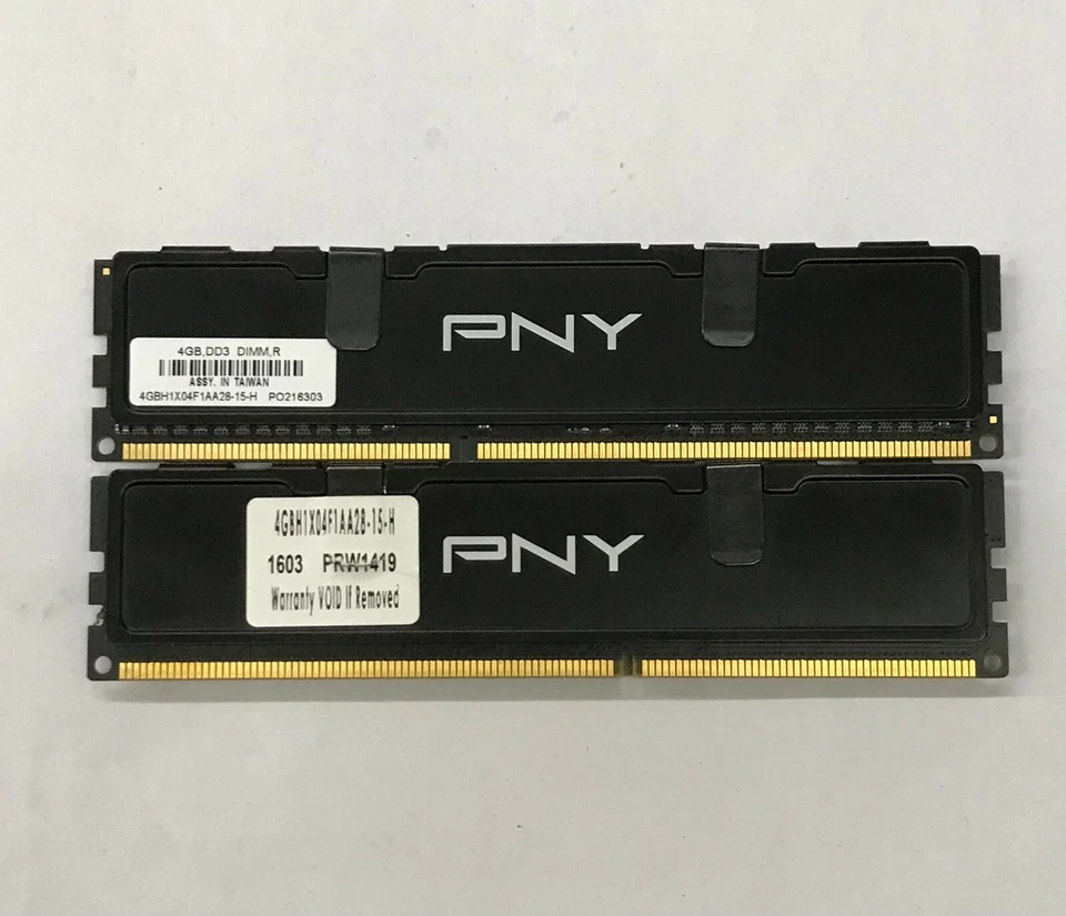 PNY 8GB RAM (2x4GB) PC3-12800 DDR3-1600 SDRAM 4GBH1X04F1AA28-15-H - Image 2 of 3