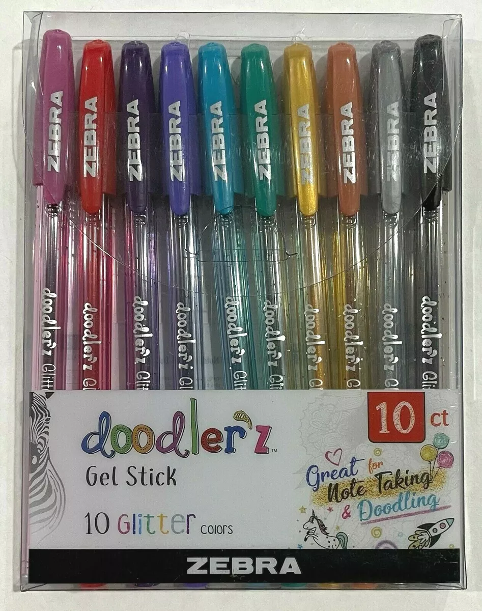 Zebra Doodler'z Gel Pen | Stick | Bold 1 mm | Assorted Ink and Barrel Colors | 10/Pack