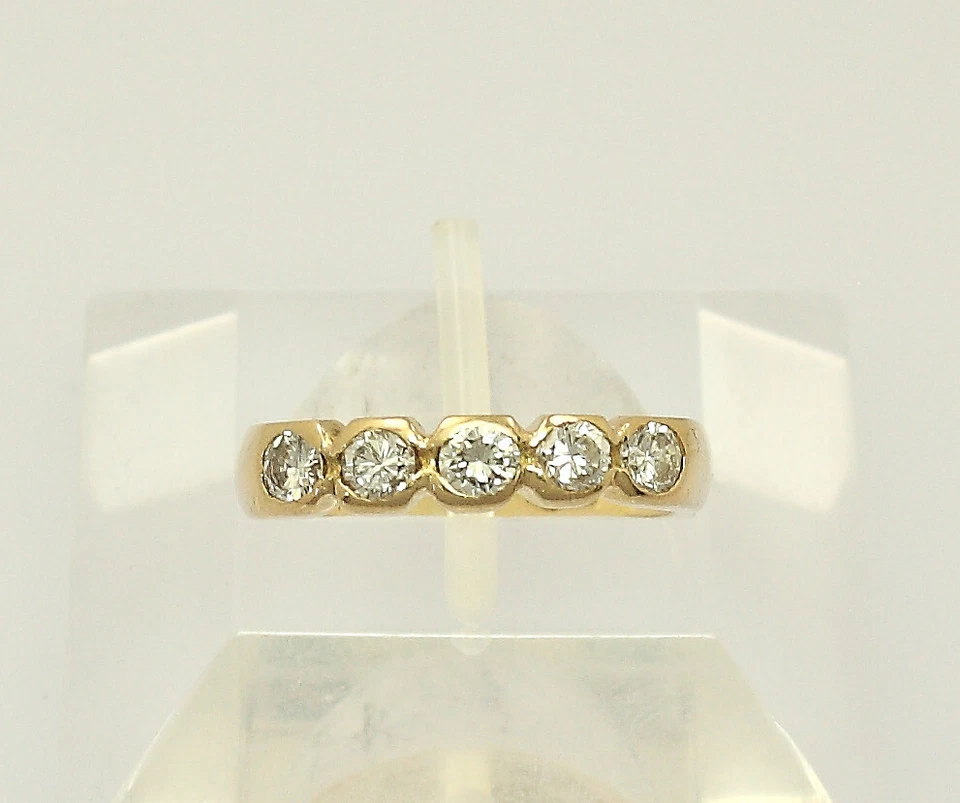 ♦♦ Halb Memory Ring in 18 kt 18k 750 er Gelbgold mit Brillanten Brillant Gr. 50