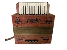 Vintage Alsia Button Piano Accordion – Working, Needs Service - Grill Missing