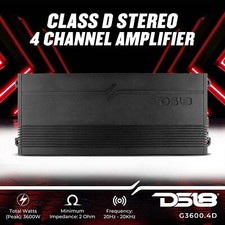 DS18 G3600.4D 3600 Watt Full-Range Class D Stereo 4-Channel Amplifier Car Amp