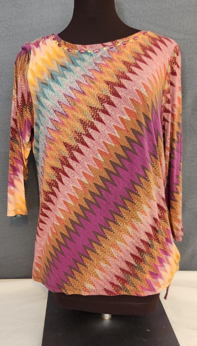 Ruby Rd. Women's Tunic Sz PL Zigzag Pattern Embel… - image 1