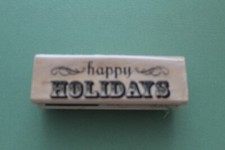 CRAFT SMART Christmas Wood Stamps "Happy Holidays" 1" x 3" 313738 NEW