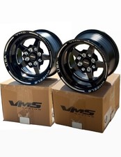 Set Of Two Vms Racing Black V Star Drag Wheel Rim 13x9 4x100 4x114 Et0 Set Of Two Vms Racing Black V Star Drag Wheel Rim 13x9 4x100 4x114 Et0