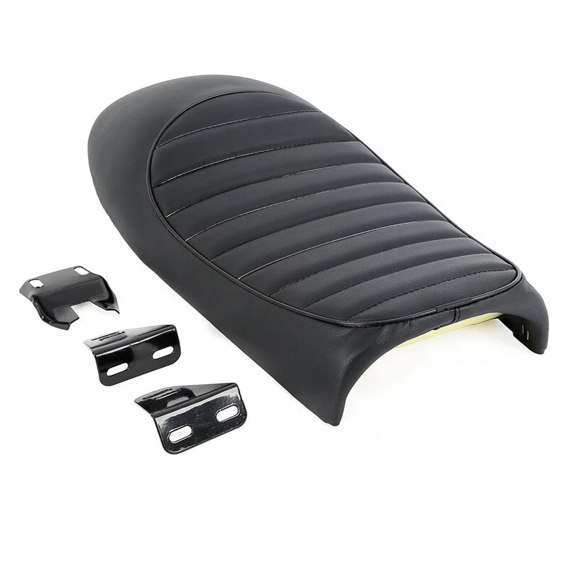 Черное универсальное горбовое сиденье для мотоцикла кафе гонщика подходит для Honda Suzuki Yamaha США - Изображение 3 из 4