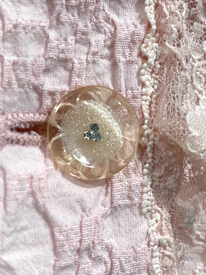 Blazer Rickie Freeman Teri Jon rosa acabamento em renda tamanho 8 feminino strass botão para cima - Imagem 2 de 4