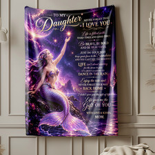 Celestial Mermaid Daughter Coral Fleece Blanket Ocean Fantasy Decor
