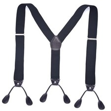 Aukemuna Men  s Suspenders, Y-Back 1.4 Inches Wide Adjustable Heavy Duty Black