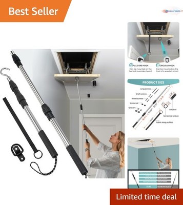 Attic Pull Down Hook Stainless Steel Extendable Pole for Attic Ladder Access