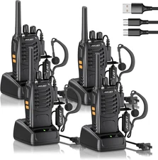 Long Range 100 Mile Walkie Talkie Two Way Radio Charge Headset Waterproof 4 PACK