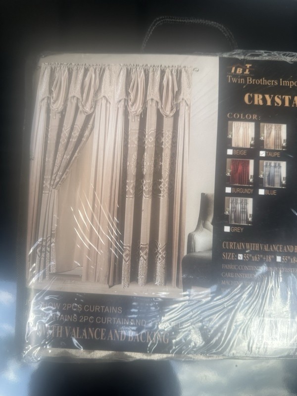 Twin Brothers Import Crystal Curtain Set 54x84 Taupe Rod Pocket Light Filtering