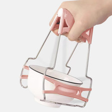Hot Plate Gripper,Hot Dish Plate Clip,Plate Gripper Tongs,Pink, 7 * 4.7Inch