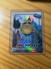 2026 Topps Disney Neon CLOCK TOWER #EM-24 EPIC MICKEY Chrome REFRACTOR crs