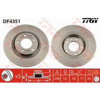 TRW 2X Bremsscheibe Hinten 290 Voll FüR Peugeot 407 SW 6E_ 508 8E_ 6D_