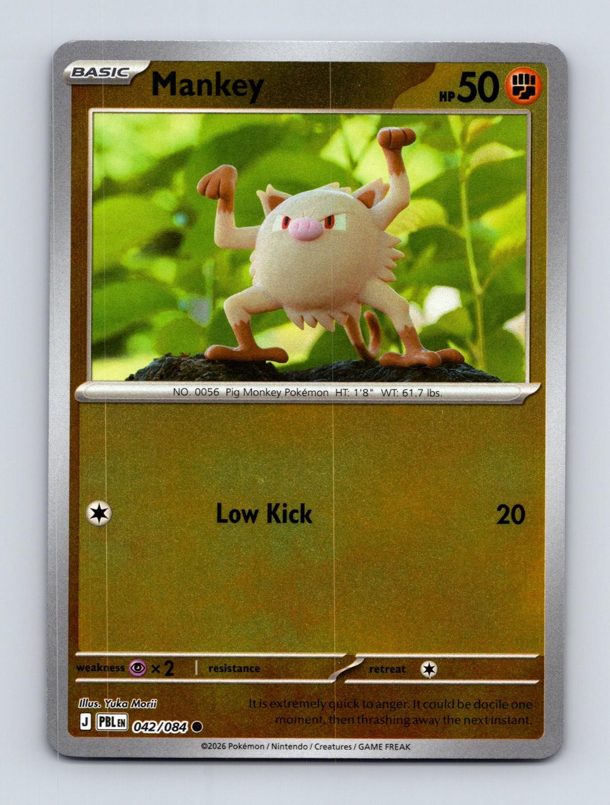 MANKEY 042/084 COMMON PITCH BLACK POKEMON REVERSE HOLO NM