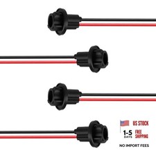 T10 W5W 194 Bulb Socket with Wire Pigtail, Universal LED Bulbs Pre-Wired 4PCS
