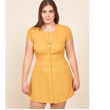 REFORMATION Vikki Dress Button Down In Yellow Size 4