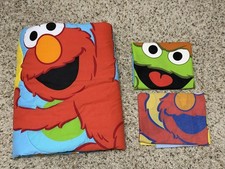 Vtg SESAME STREET Elmo Quilt Blanket 2 Pillowcases Toddler Baby Bedding 2006