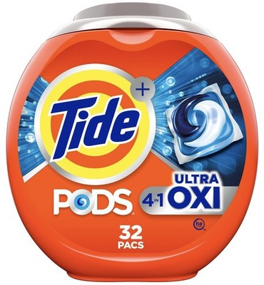Tide PODS Ultra OXI 4-in-1 HE Compatible Laundry Detergent Pacs, 32 Ct