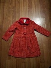 Disney Store Girls Coat Size 2 Minnie Mouse Plaid Tweed Orange Metallic Pleated