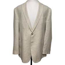 Jos. A. Bank 1905 Mens 46 Long Blazer Linen Wool Blend Beige Sport Coat 2 Button