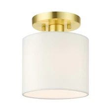 Livex Lighting 41094 Meridian 7"W Semi-Flush Drum Ceiling Fixture - Brass